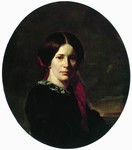 Портрет молодой женщины в черном бархатном платье