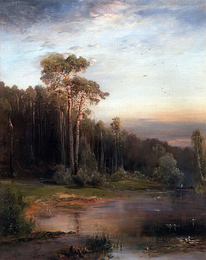Летний пейзаж с соснами у реки, 1878