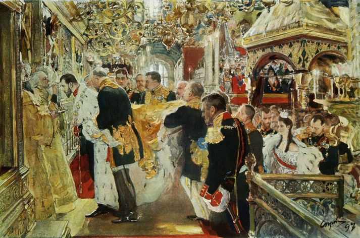 Миропомазание Николая II в Успенском соборе (эскиз), 1896