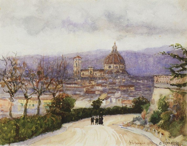 Флоренция. Прогулка (жена и дети художника), 1900