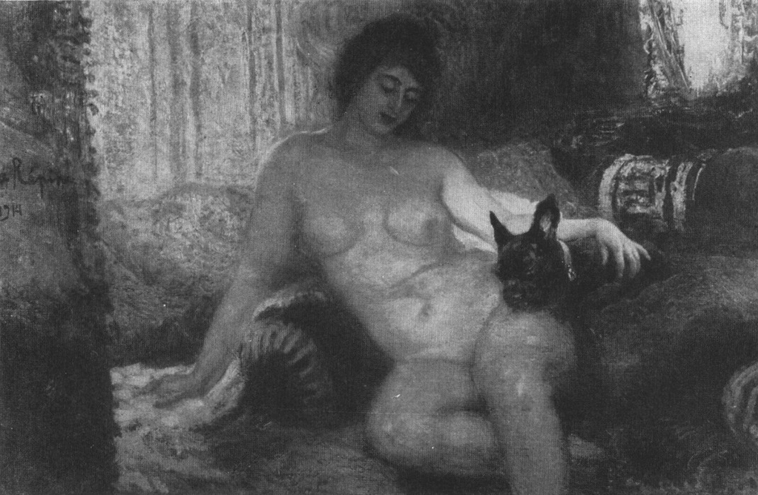 Натурщица с собакой. 1910-е гг.