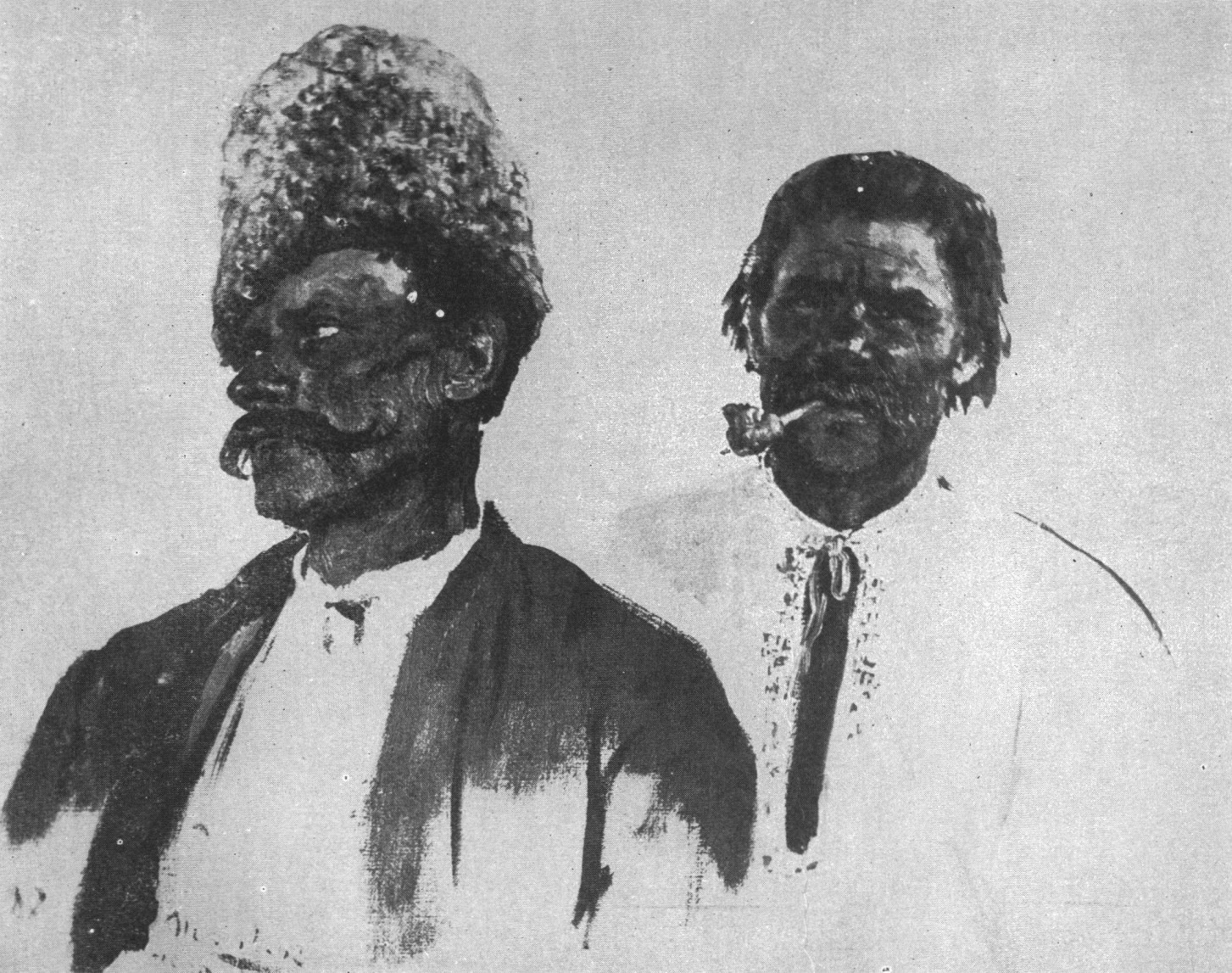 Крестьянин в шапке и крестьянин с трубкой. 1880