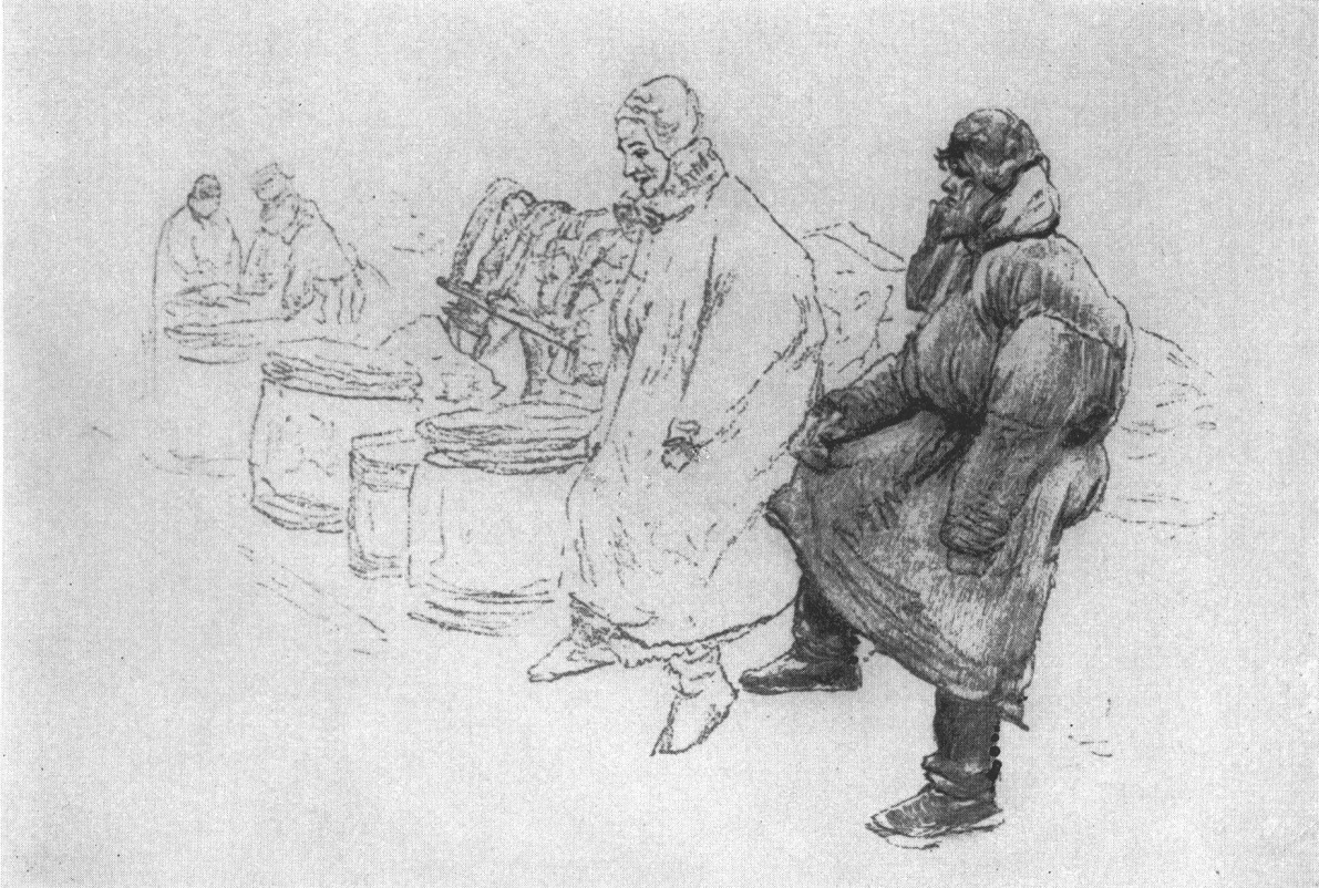 Архангельские рыбаки на рынке. 1890-е гг.