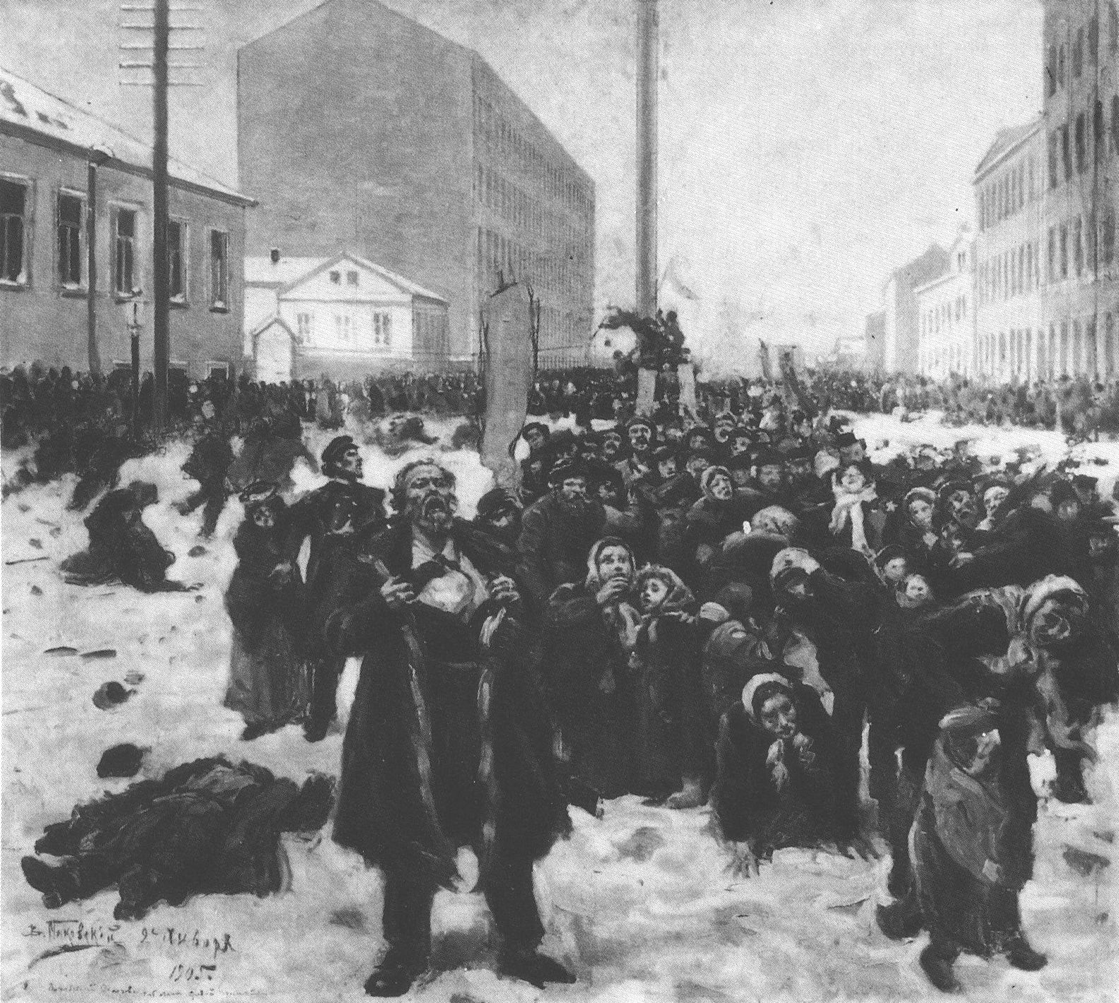 159. Маковский В.Е. 9-е января 1905 года на Васильевском острове. 1905